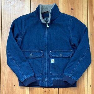 Denim and sherpa womens carhartt bomber style jacket size small